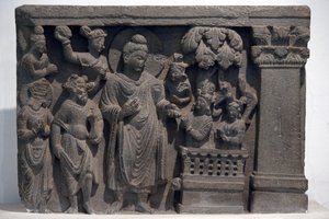 Muzeum Narodowe Indii, Delhi. Budda z Naga-Kaliką. Gandhara, II wiek n.e., Kamień. Pożyczka z muzeum Mayo College w Ajmer. Indie. autorstwa Unbekannt