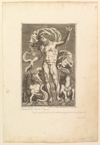 Neptun między dwoma konikami morskimi, ca. 1560-80. autorstwa Unbekannt