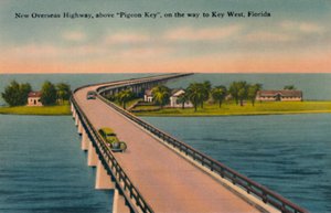 Nowa Overseas Highway, powyżej Pigeon Key, do Key West na Florydzie, c1940 autorstwa Unbekannt