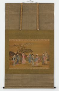 Dziewięć osób wyszło, aby zobaczyć kwitnące wiśnie, okres Edo, 1615-1868. autorstwa Unbekannt