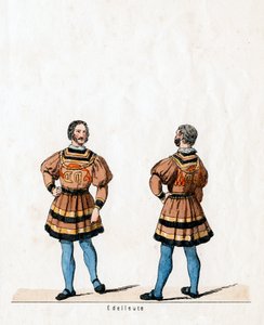 Szlachcic, projekt kostiumu do sztuki Szekspira Henryk VIII, XIX w. autorstwa Unbekannt