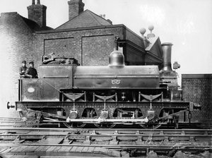 Lokomotywa parowa North Staffordshire 0-6-0 z maszynistą i strażakiem na podnóżku, XIX w. autorstwa Unbekannt