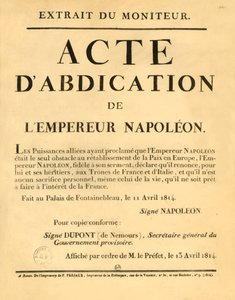 Zawiadomienie o abdykacji cesarza Napoleona, 11 kwietnia 1813, 1921. autorstwa Unbekannt