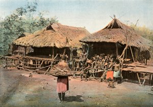 Nowa Gwinea. Karapuna. Rdzennej Wioski, Papua Nowa Gwinea. Karapuna. Miejscowa wioska, 1900. autorstwa Unbekannt