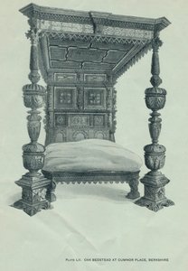Dębowe łóżko w Cumnor Place, Berkshire, 1915 autorstwa Unbekannt