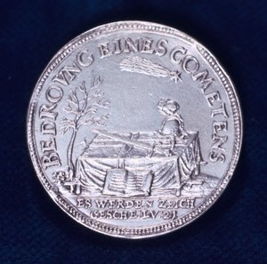 Awers medalu upamiętniającego błyskotliwą kometę z listopada 1618 r. autorstwa Unbekannt