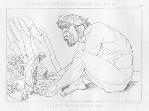 Odyseusz pijący z cyklopem Polyfemosem, ok. 1833 r. autorstwa Unbekannt