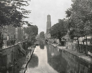 Stary Kanał i Wieża Domowa, Utrecht, Holandia, 1895. autorstwa Unbekannt