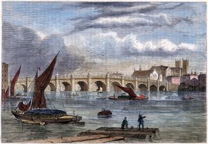 Stary Most Westminsterski w 1754 r., XIX w. autorstwa Unbekannt