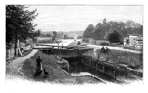Stara śluza Windsor, Tamiza, Berkshire, c1888 autorstwa Unbekannt