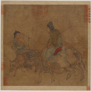 Stara kobieta na wołu, z pasterzem i cielęciem, prawdopodobnie dynastia Ming, 1368-1644. autorstwa Unbekannt