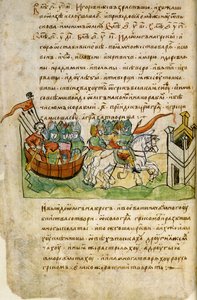 Kampania Olega z Nowogrodu przeciwko Konstantynopolowi z Kroniki Radziwiłłów, XV w. autorstwa Unbekannt