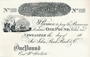 Jednofuntowy banknot wystawiony dla Northumberland Bank, c1820 autorstwa Unbekannt