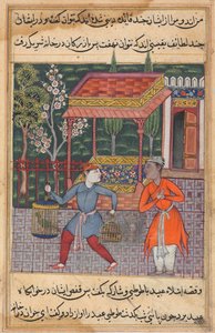 Strona z Opowieści papugi Tuti-nama: Czterdziesta druga noc: Kupiec z Tirmiz..., c. 1560. autorstwa Unbekannt
