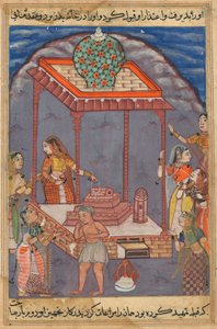 Strona z Opowieści papugi Tuti-nama: Dwudziesta piąta noc: Ubogi Mukhtar..., c. 1560. autorstwa Unbekannt