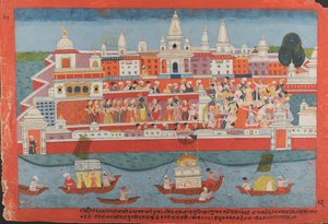 Strona z rozproszonego rękopisu Bhagavata Purana Życie Kryszny, ca. 1775. autorstwa Unbekannt