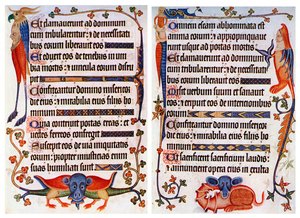 Strona ilustrowanego tekstu z psałterza Luttrella, ok. 1300-c1340, ok. 1900-1920 autorstwa Unbekannt
