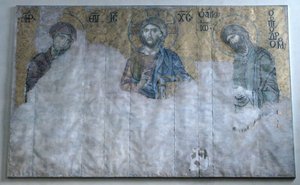 Malowana kopia mozaiki Deesis, bizantyjska, początek XX wieku, oryginał datowany na XIII wiek. autorstwa Unbekannt