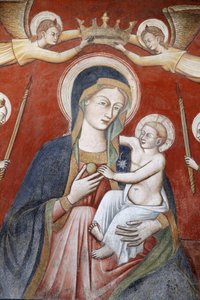 Obraz w bazylice di Santa Caterina, Galatina, Apulia: Aniołowie wieńczący Maryję trzymającą Jezusa, Galatina, Włochy autorstwa Unbekannt