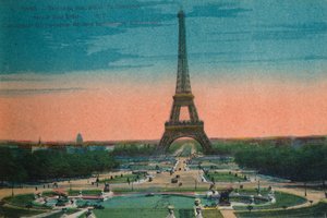Panorama Jardins du Trocadero i Wieży Eiffla, Paryż, ok. 1920 autorstwa Unbekannt