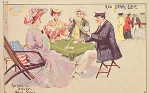 Pasażerowie grają w karty na pokładzie liniowca Red Star, 1907. autorstwa Unbekannt