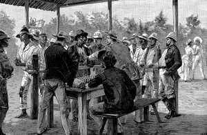 Płacenie robotnikom z Indii Zachodnich, 1888 autorstwa Unbekannt