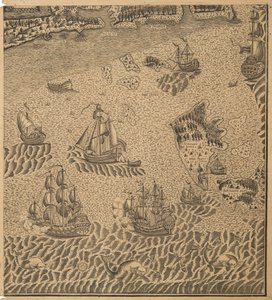 Flota Piotra Wielkiego w Zatoce Omega, ok. 1707 autorstwa Unbekannt