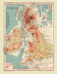 Mapa fizyczna Wysp Brytyjskich, 1902. autorstwa Unbekannt