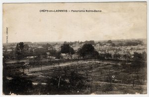 Pikardia, Aisne (02), Crepy in Laonnois (Crepy-en-Laonnois): panorama Notre-Dame - pocztówka koniec XIX-początek XX wieku autorstwa Unbekannt