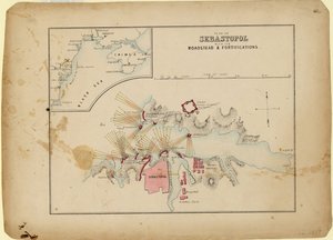 Plan Sewastopola wraz z redą i fortyfikacjami, ok. 1900 r. 1858 autorstwa Unbekannt