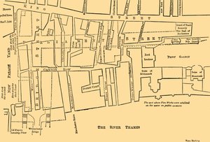 Plan części Westminster w latach 1734-1748 - przed wzniesieniem Parliament Street, autorstwa Unbekannt