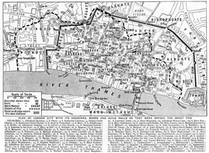 Plan City of London przedstawiający kościoły, okręgi i domy cechowe, 1926-1927 autorstwa Unbekannt