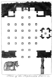 Plan jaskiń Elephanta, Indie, 1799 autorstwa Unbekannt