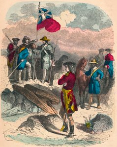Podłożenie flagi królewskiej na ruinach fortu Duquesne, 1758 autorstwa Unbekannt