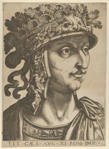 Tablica 11: Tytus Wespazjan patrząc w prawo, z „Dwunastu Cezarów”, 1610-40. autorstwa Unbekannt