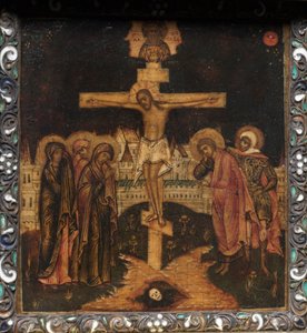 Ikona przenośnego tryptyku: Ukrzyżowanie, XVII wiek. autorstwa Unbekannt