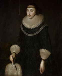 Portret damy z wentylatorem, 1600-1650. autorstwa Unbekannt
