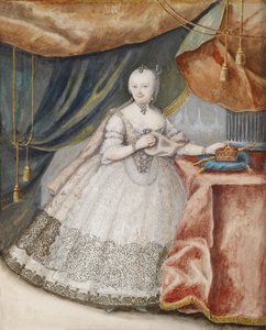 Portret cesarzowej Marii Teresy z Austrii 1717-1780 w koronkowej długiej sukni, ok. 1930 r. 1740 autorstwa Unbekannt