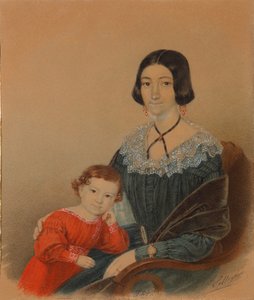 Portret Marii Prochorownej Krivtsovej z synem Aleksandrem, 1841 autorstwa Unbekannt