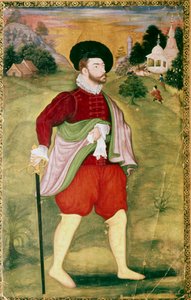 Portret europejskiej szkoły Mogołów, okres Akbar, koniec XVI wieku autorstwa Unbekannt