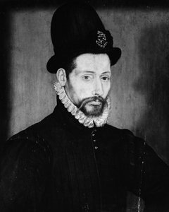 Portret mężczyzny w wysokim kapeluszu.