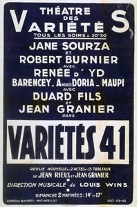 Plakat reklamujący pokaz odmiany Variétés 41, Francja, 1941 r