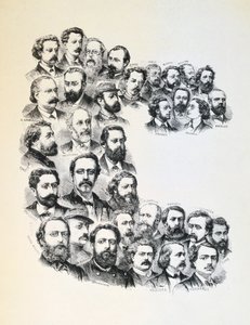 Plakat z portretami komunardów, Komuna Paryska, 1871. autorstwa Unbekannt