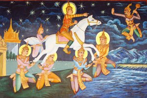 Klasztor Preah Prom Rath Siddhartha Gautama włóczył się samotnie po pałacu Luksusy, które kiedyś go zadowalały, teraz wydawały mu się groteskowe, Siem Reap, Kambodża autorstwa Unbekannt