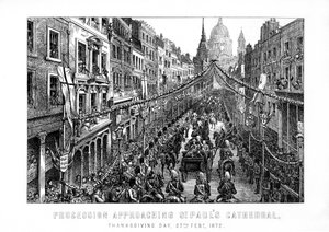 Procesja zbliżająca się do katedry św. Pawła, Święto Dziękczynienia, 27 lutego 1872, 1899 autorstwa Unbekannt