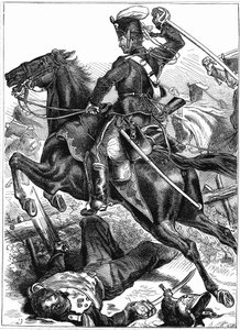 Huzar pruski szarżujący z wyciągniętym mieczem, wojna francusko-pruska 1870-1871 autorstwa Unbekannt