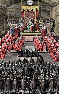 Królowa Elżbieta I w parlamencie, XVI wiek, ok. 1902-1905 autorstwa Unbekannt