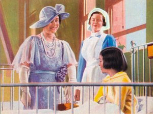 Królowa Elżbieta odwiedzająca oddział dziecięcy w szpitalu Middlesex, 1935. 1937 autorstwa Unbekannt