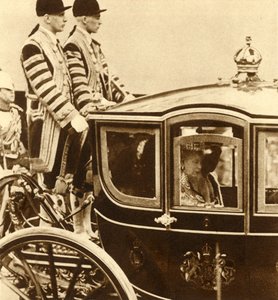 Królowa Mary w swoim szklanym wagonie w towarzystwie królowej Norwegii Maud, 1937 autorstwa Unbekannt