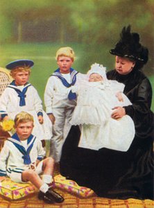 Królowa Wiktoria 1819-1901 na zdjęciu z kilkoma jej prawnukami w Osborne House na Is autorstwa Unbekannt